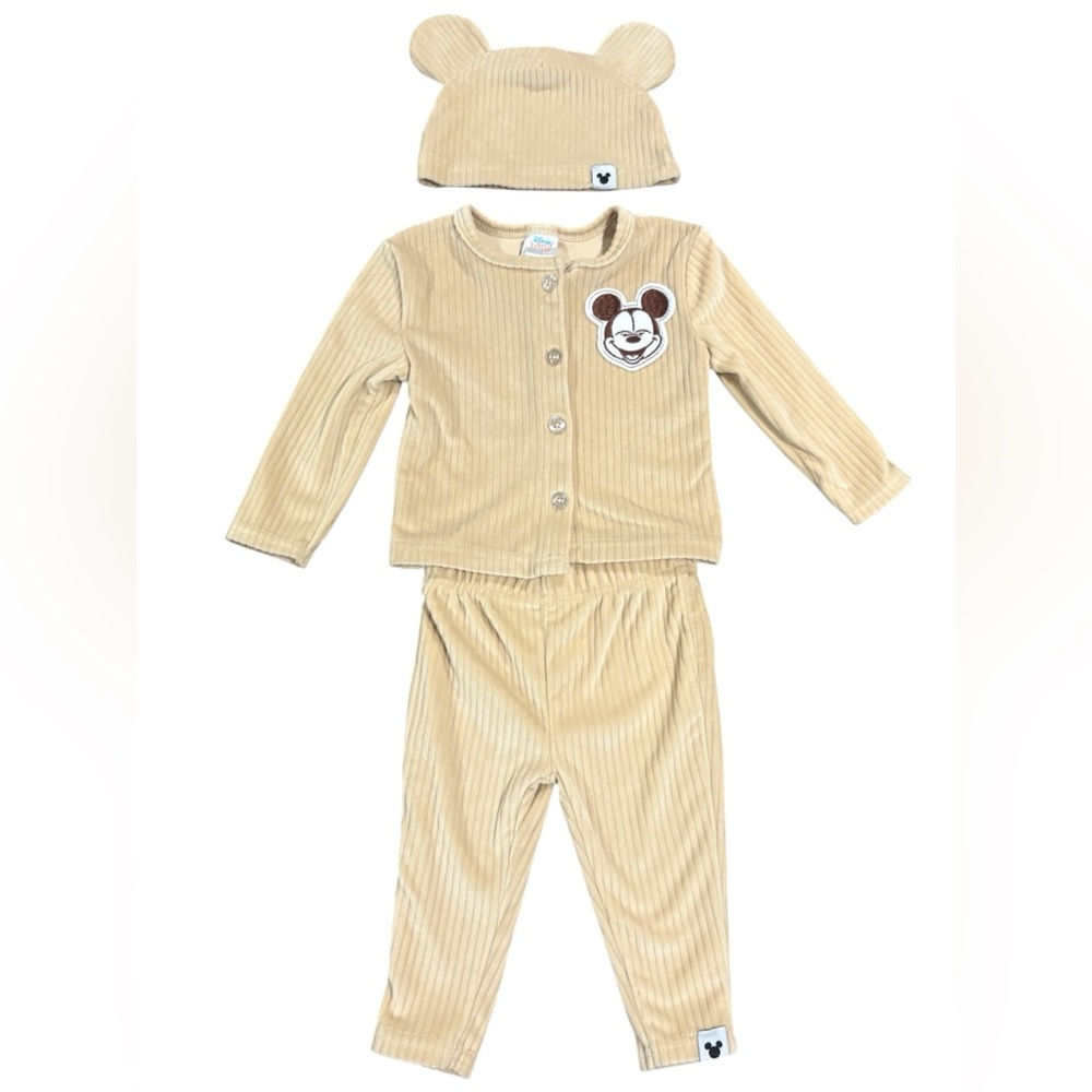 Kids Tan Pajama Set with Mickey Patch